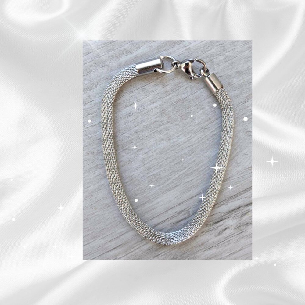 Stainless Steel Mesh Bracelet Minimalist Stackable Silver Chain Y2K